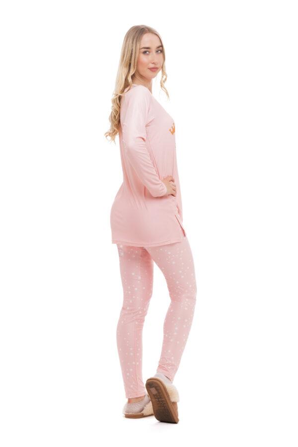 Udobna dvodelna pižama Durmiente roza barva - Sleeping princess napis