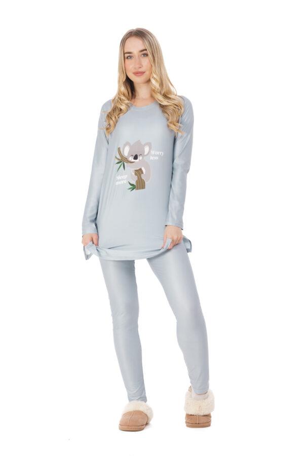 Udobna dvodelna pižama Belezza siva barva - motiv koala