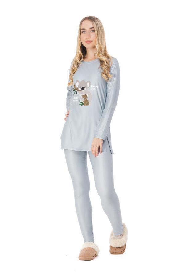 Udobna dvodelna pižama Belezza siva barva - motiv koala