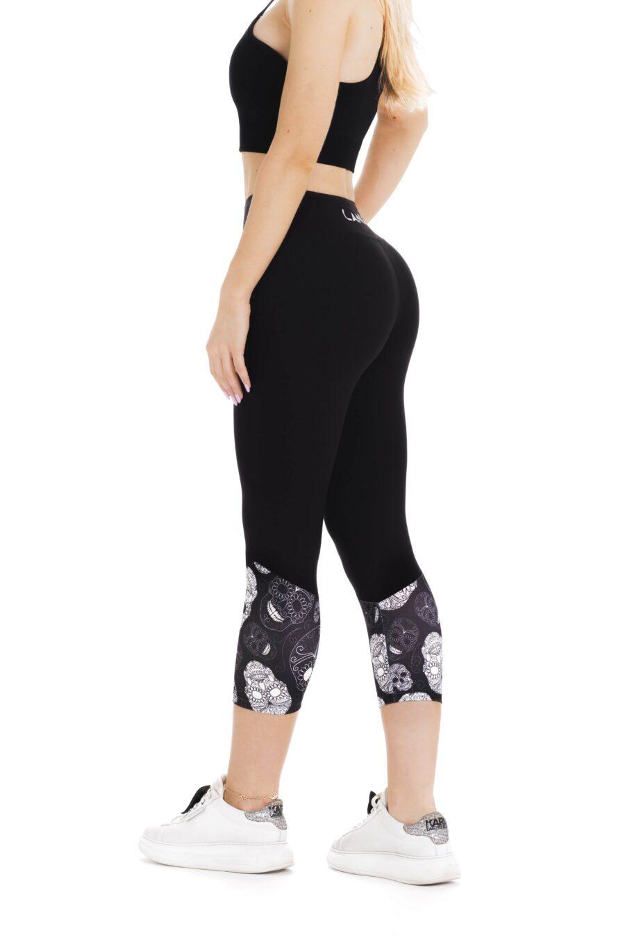 Črne capri pajkice Craneo z vzorcem lobanj