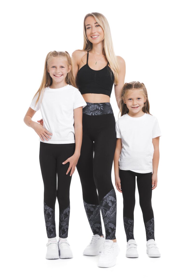 Temne pajkice Nocturno z risanim svetlim vzorčkom na dnu hlačnic in na pasuza odrasle in otroke