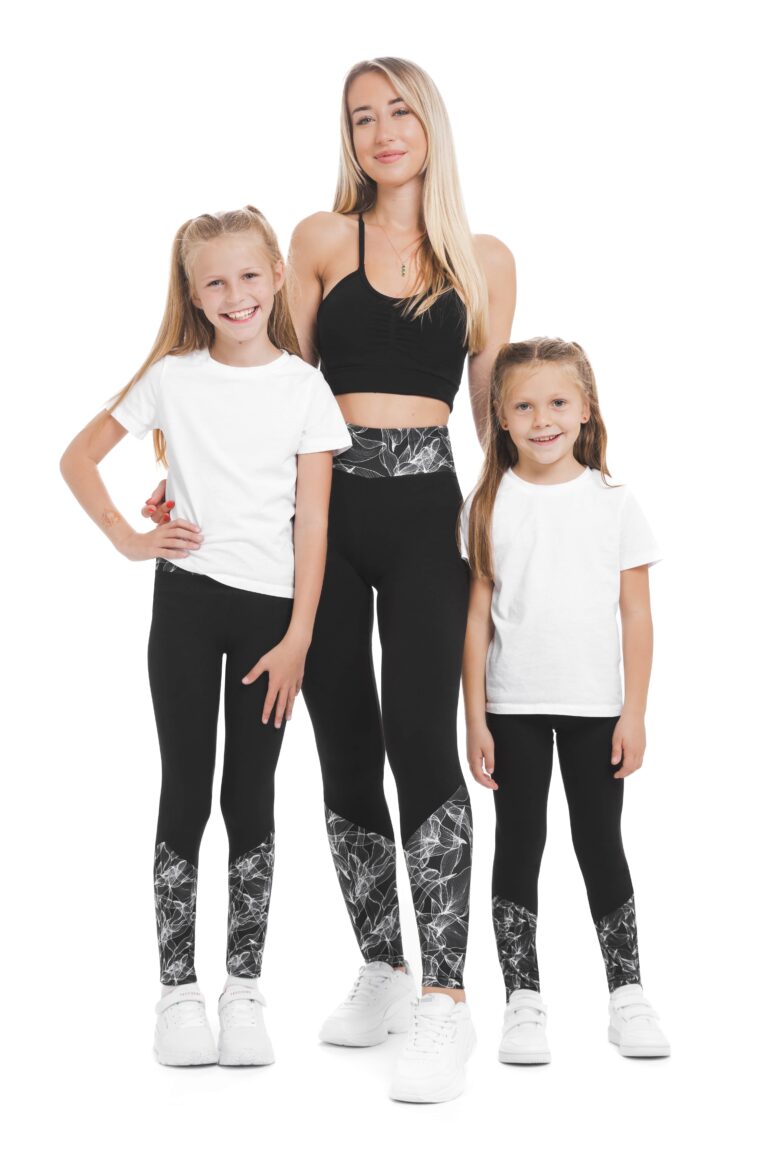 Temne pajkice Fabulosa z risanim belim vzorčkom na dnu hlačnic in na pasu za odrasle in otroke