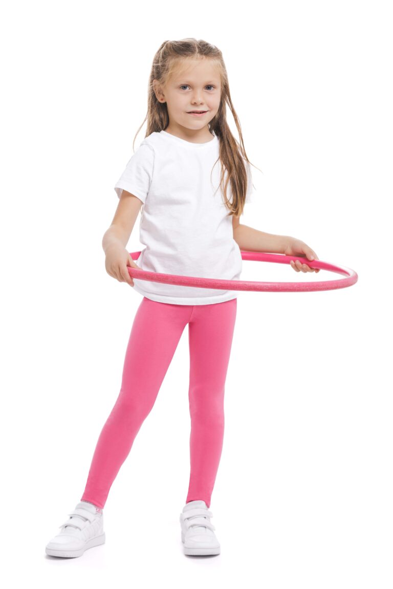 Enobarvne dolge otroške pajkice Pinky kids v roza barvi