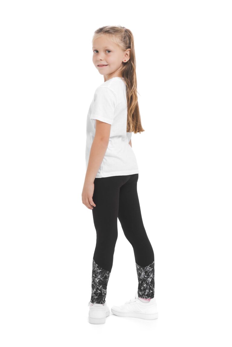 Temne otroške pajkice Fabulosa kids z risanim belim vzorčkom na dnu hlačnic in na pasu