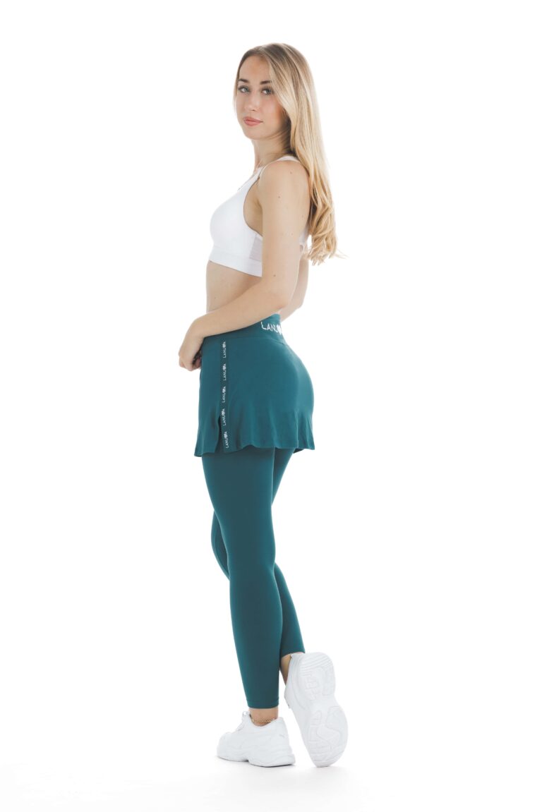 Skort Safira long- enobarvno krilo z všitimi pajkicami v zeleno turkizni barvi
