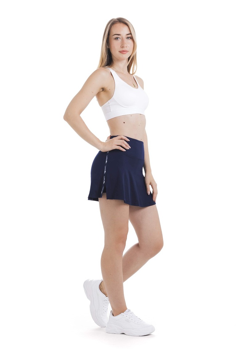 Skort Navy short- enobarvno krilo z všitimi pajkicami v mornarsko modri barvi