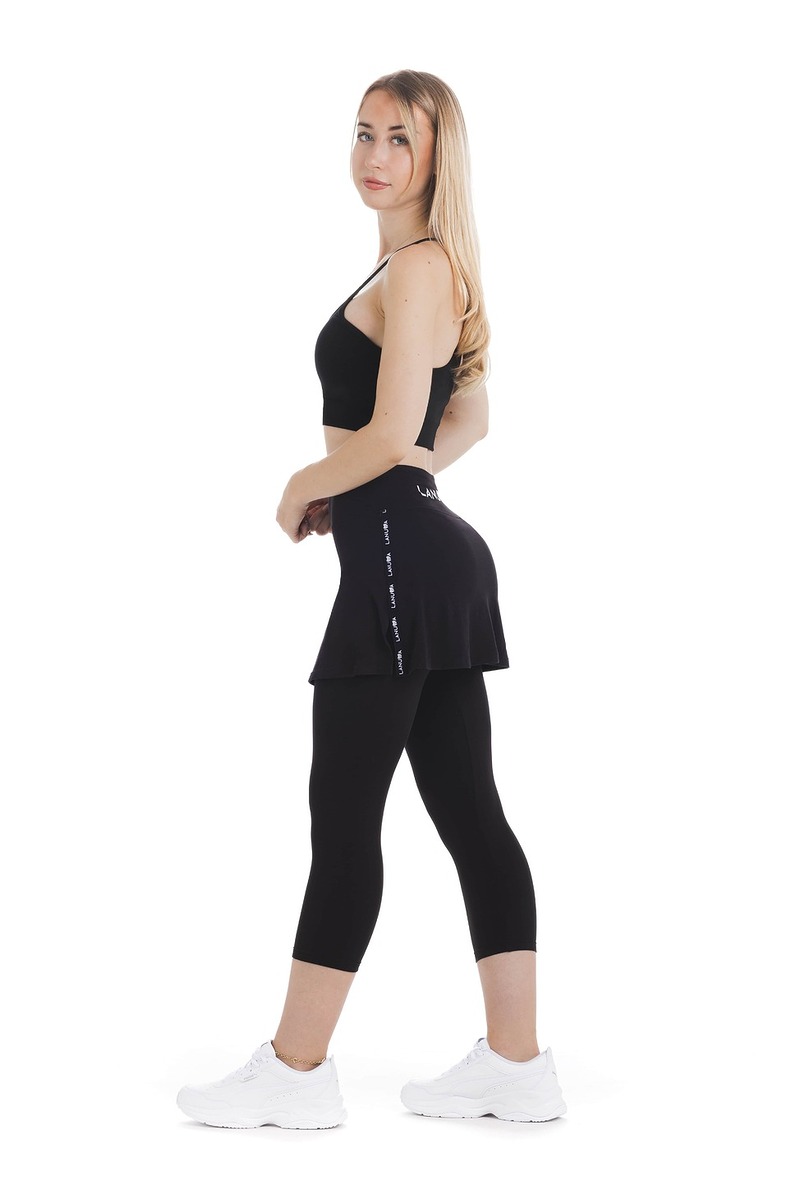 Enobarven črn skort s capri pajkicami za odrasle