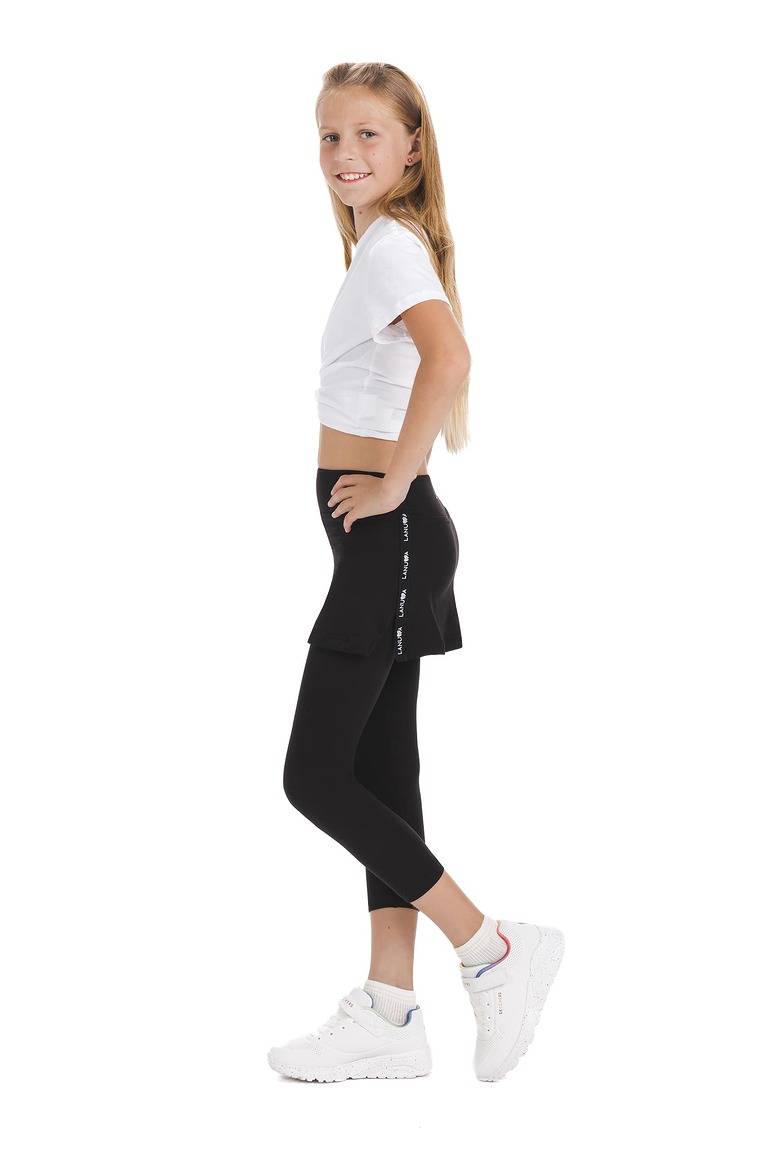 Enobarven črn skort s capri pajkicami za otroke