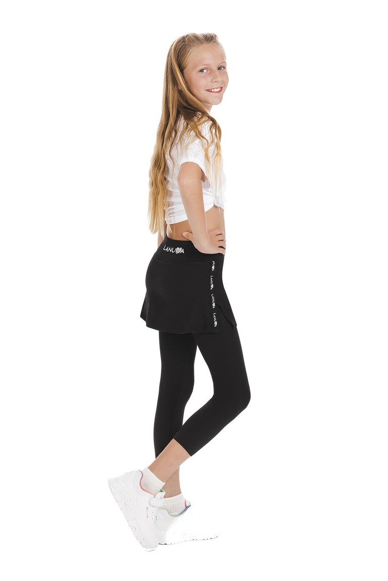 Enobarven črn skort s capri pajkicami za otroke