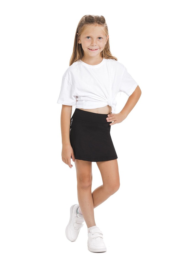 Enobarven črn skort s kratkimi pajkicami za otroke