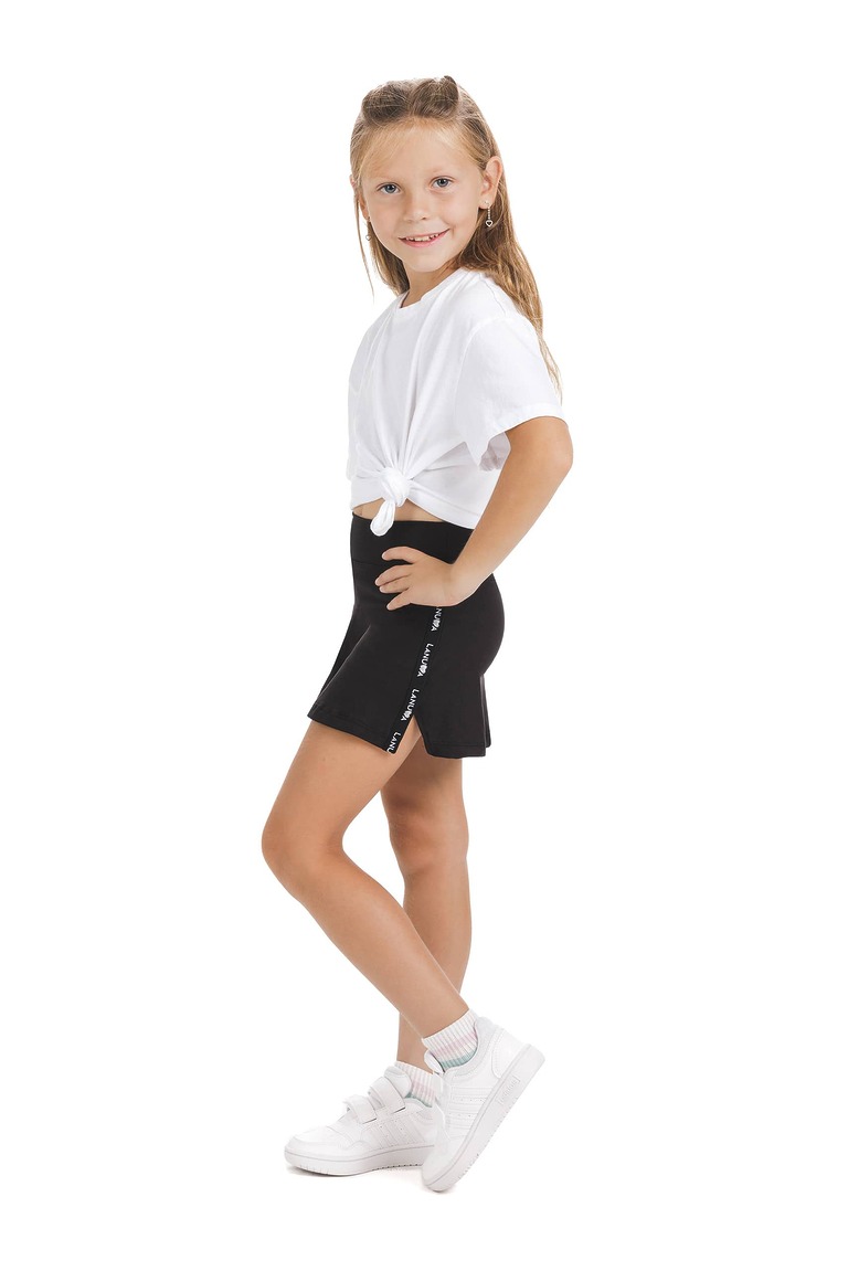 Enobarven črn skort s kratkimi pajkicami za otroke