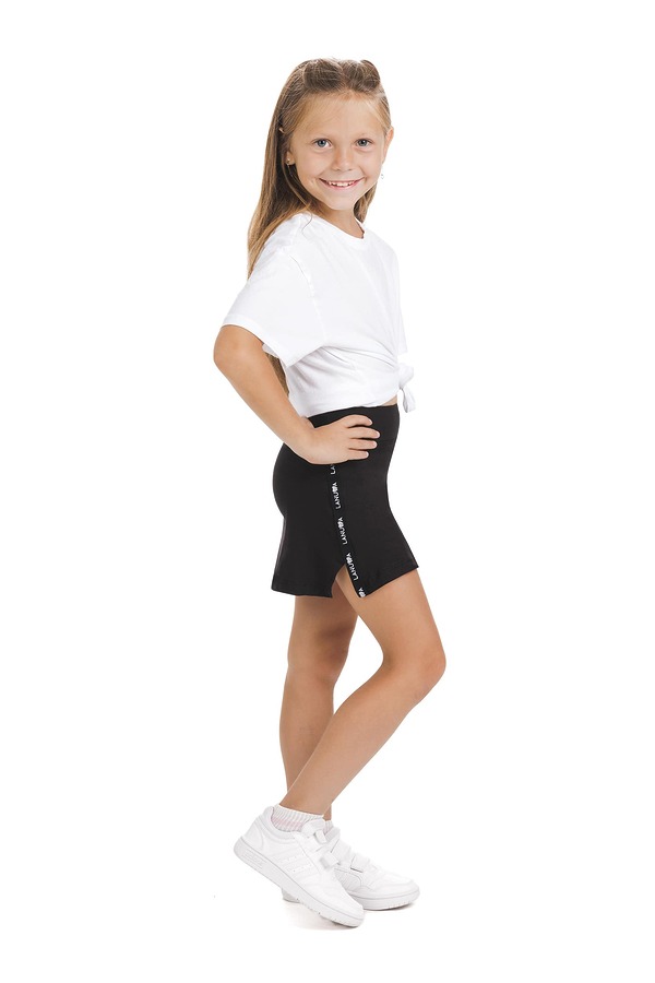 Enobarven črn skort s kratkimi pajkicami za otroke