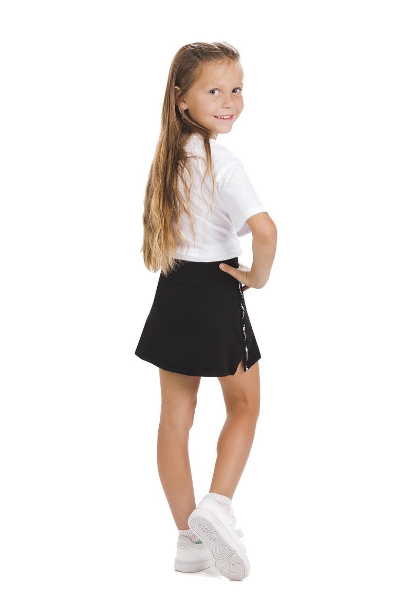 Enobarven črn skort s kratkimi pajkicami za otroke