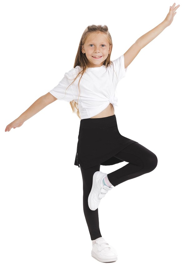 Enobarven črn skort z dolgimi pajkicami za otroke Enobarven črn skort z dolgimi pajkicami za otroke