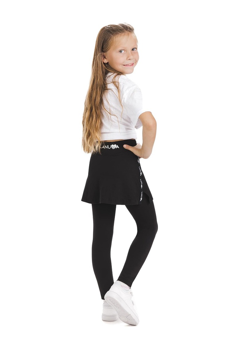 Enobarven črn skort z dolgimi pajkicami za otroke