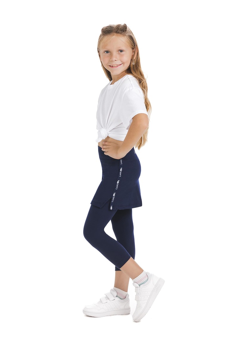 Skort Navy capri kids- enobarvno krilo z všitimi pajkicami v mornarsko modri barvi