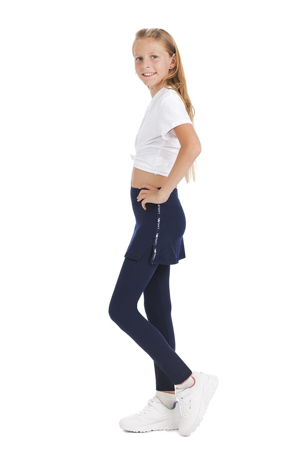Skort Navy long kids- enobarvno krilo z všitimi pajkicami v mornarsko modri barvi