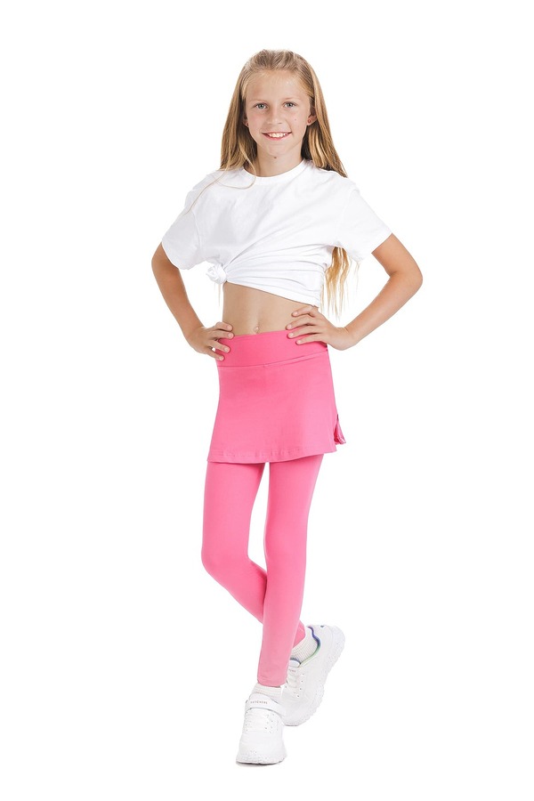 Skort Pinky kids - enobarvno krilo z všitimi dolgimi pajkicami v roza barvi