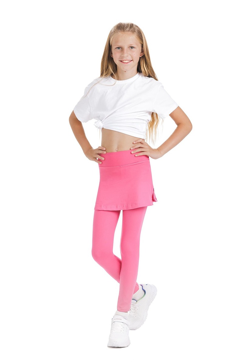 Skort Pinky kids - enobarvno krilo z všitimi dolgimi pajkicami v roza barvi