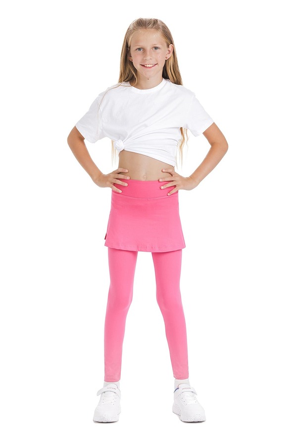 Skort Pinky kids - enobarvno krilo z všitimi dolgimi pajkicami v roza barvi