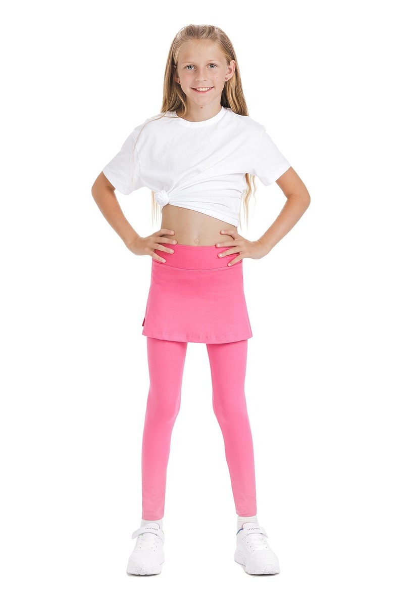 Skort Pinky kids - enobarvno krilo z všitimi dolgimi pajkicami v roza barvi