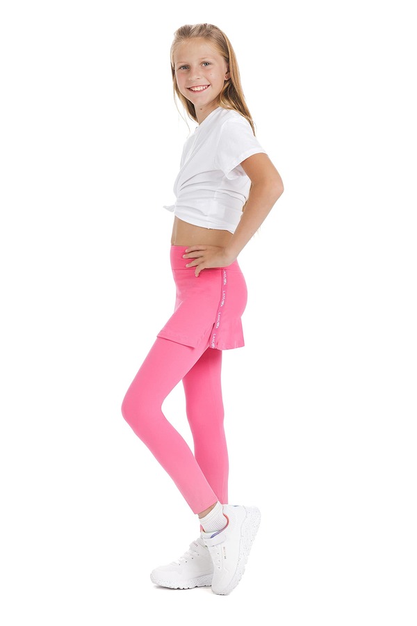 Skort Pinky kids - enobarvno krilo z všitimi dolgimi pajkicami v roza barvi
