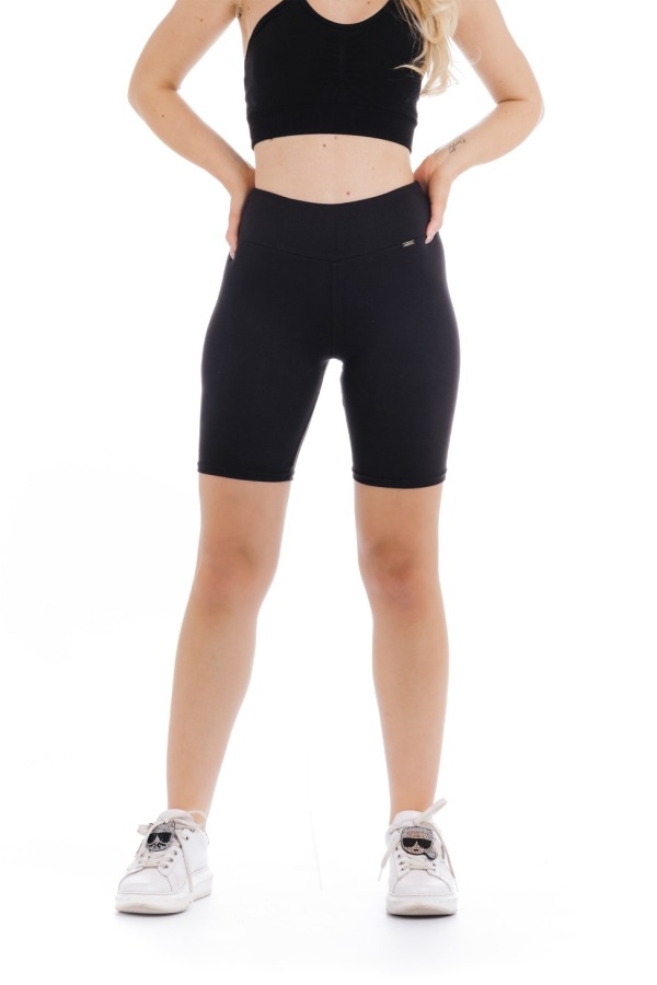 Enobarvne črne kratke pajkice Black