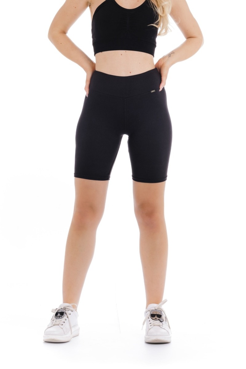 Enobarvne črne kratke pajkice Black