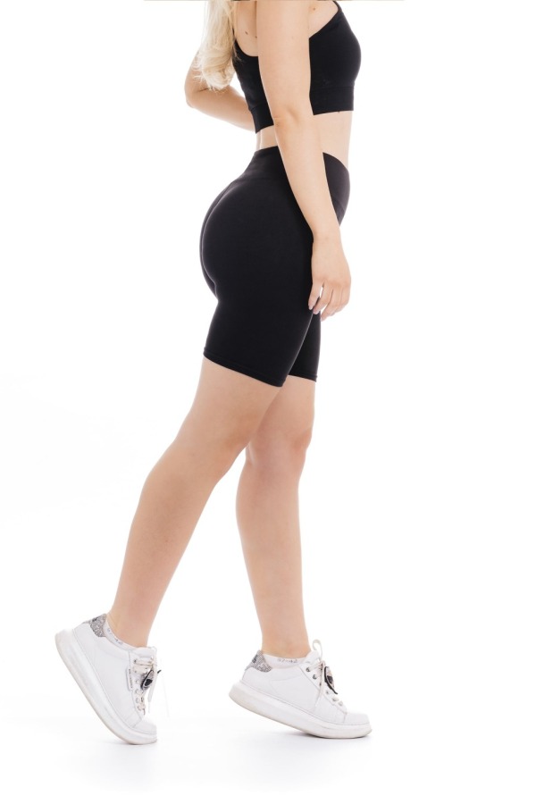 Enobarvne črne kratke pajkice Black