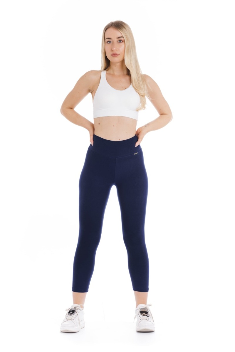 Enobarvne temno modre capri pajkice Navy