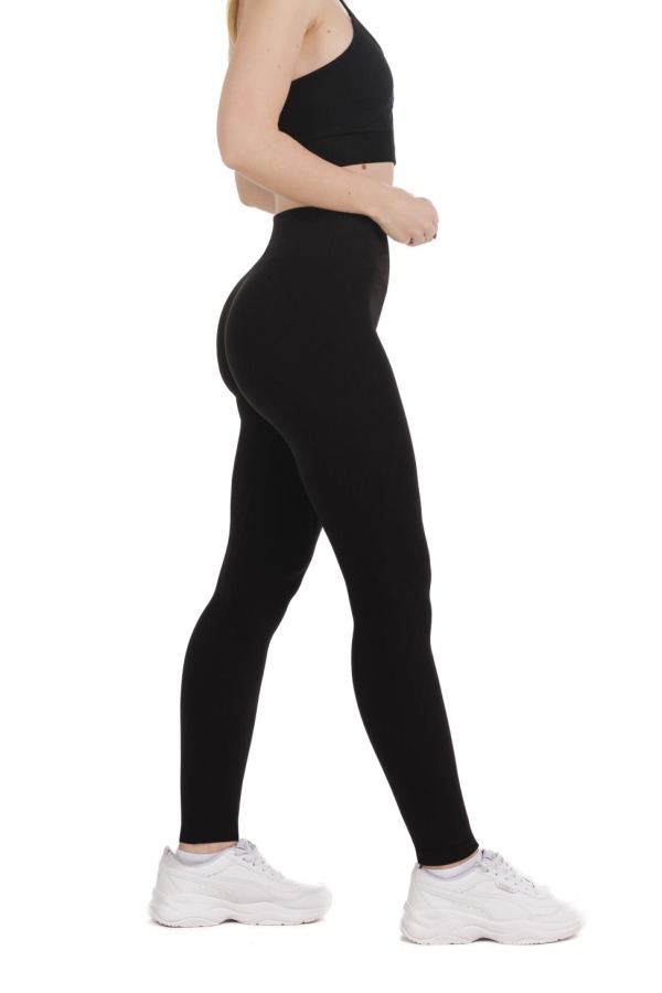 Enobarvne dolge pajkice Black v črni barvi za odrasle