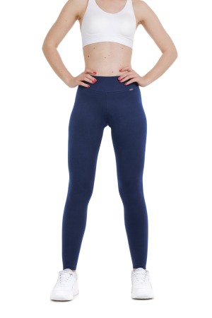 Enobarvne dolge pajkice Navy v mornarsko modri barvi za odrasle