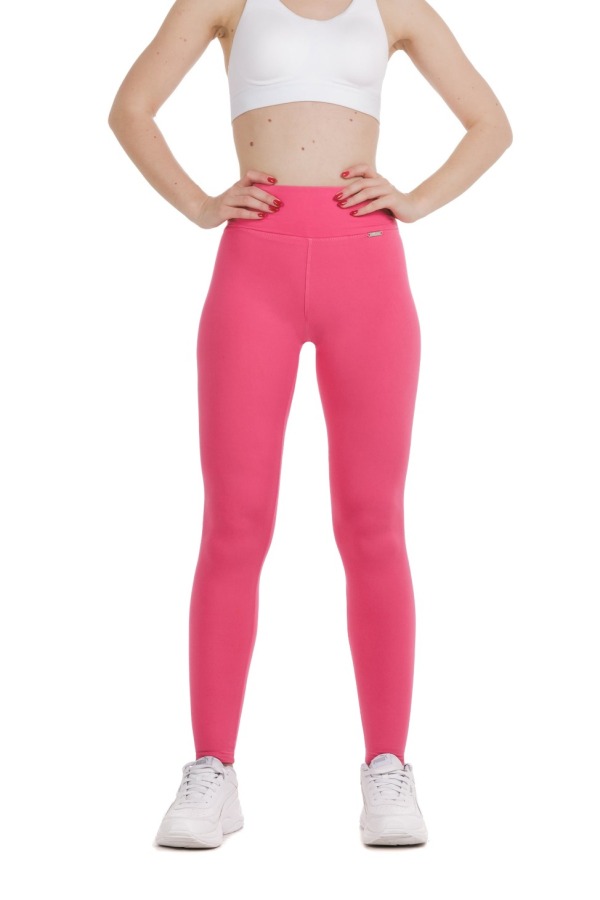 Enobarvne dolge pajkice Pinky v roza barvi za odrasle