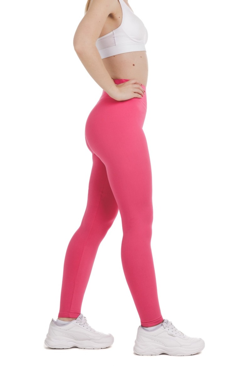 Enobarvne dolge pajkice Pinky v roza barvi za odrasle