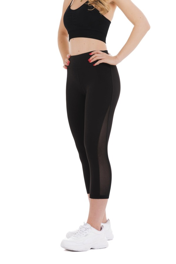 Enobarvne pajkice Brillo capri črne barve prosojne ob straneh