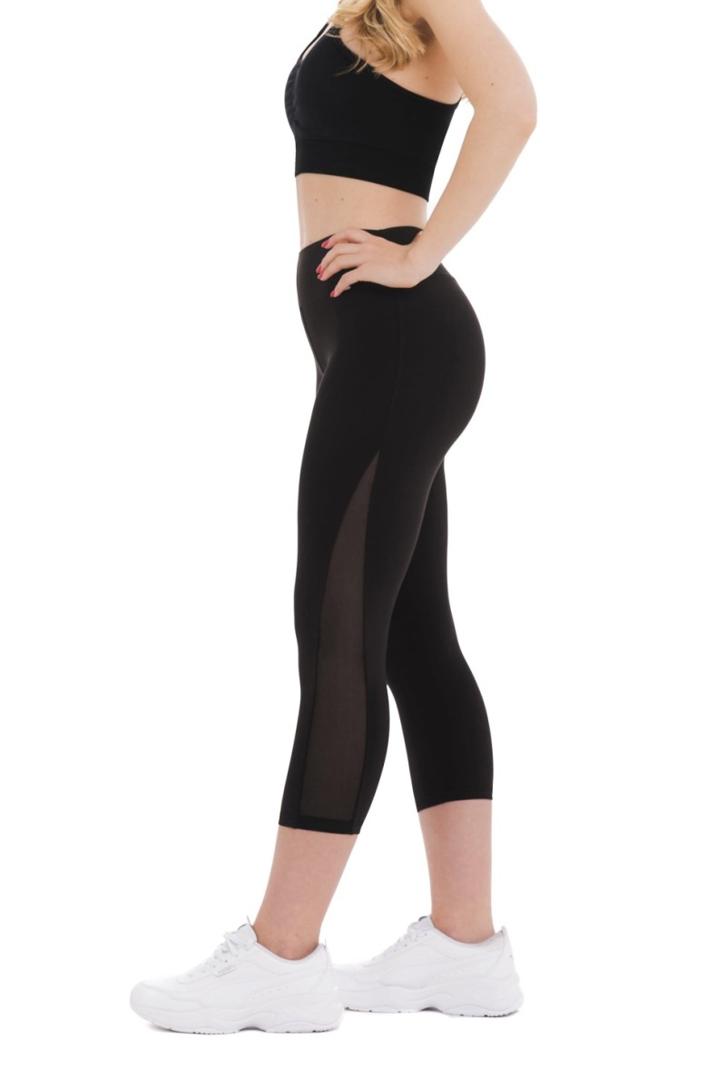 Enobarvne pajkice Brillo capri črne barve prosojne ob straneh