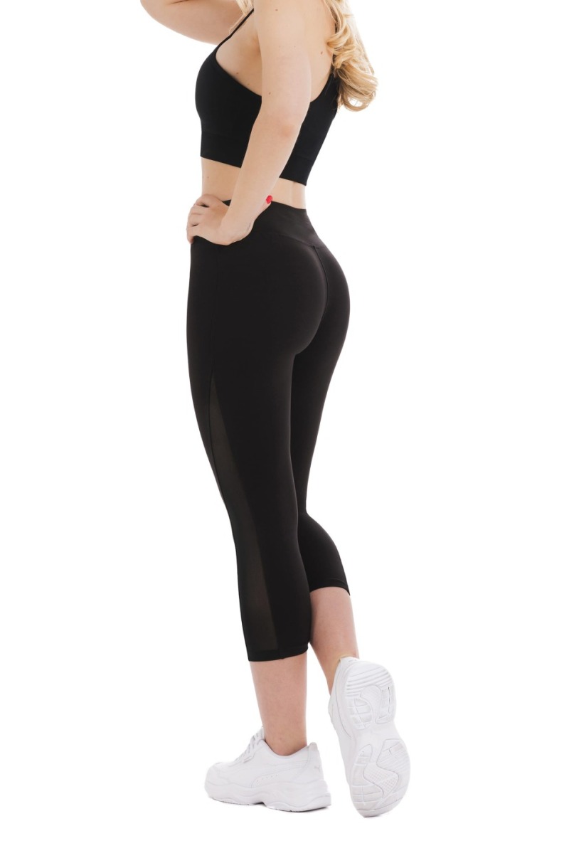 Enobarvne pajkice Brillo capri črne barve prosojne ob straneh