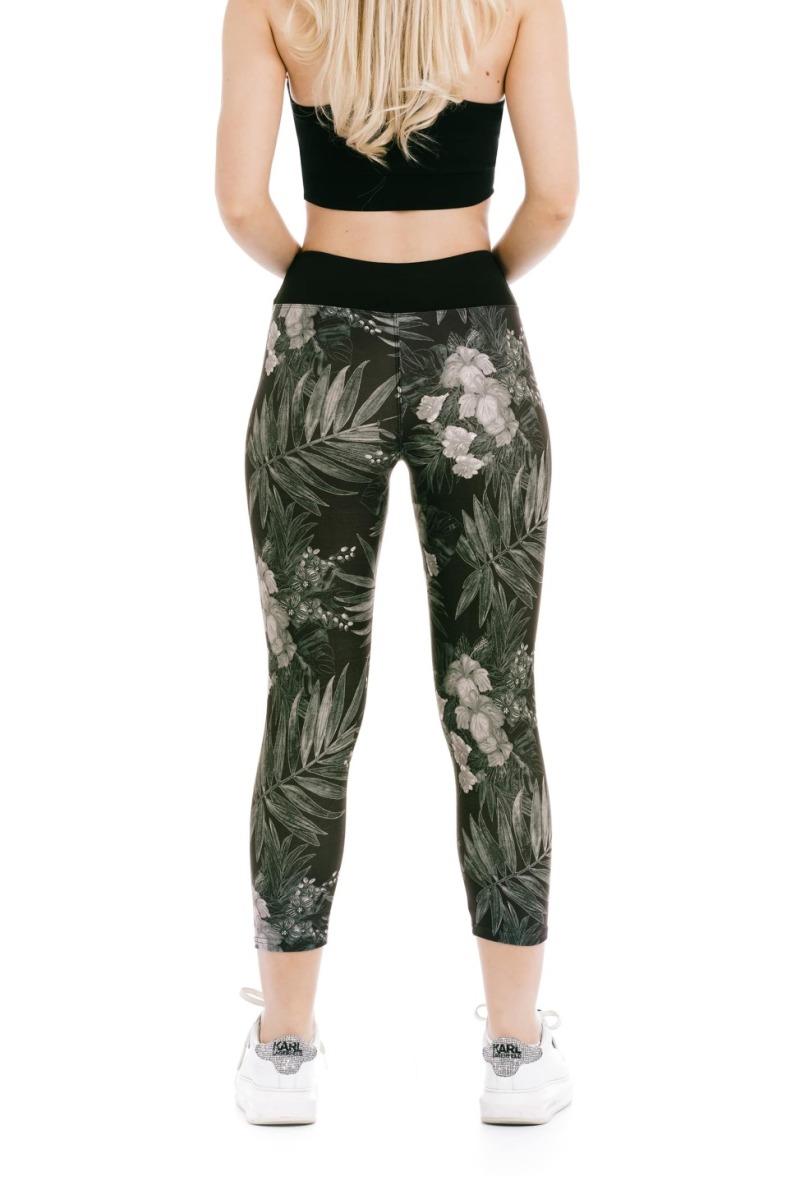 Capri pajkice Dark Flora z vzorcem rož