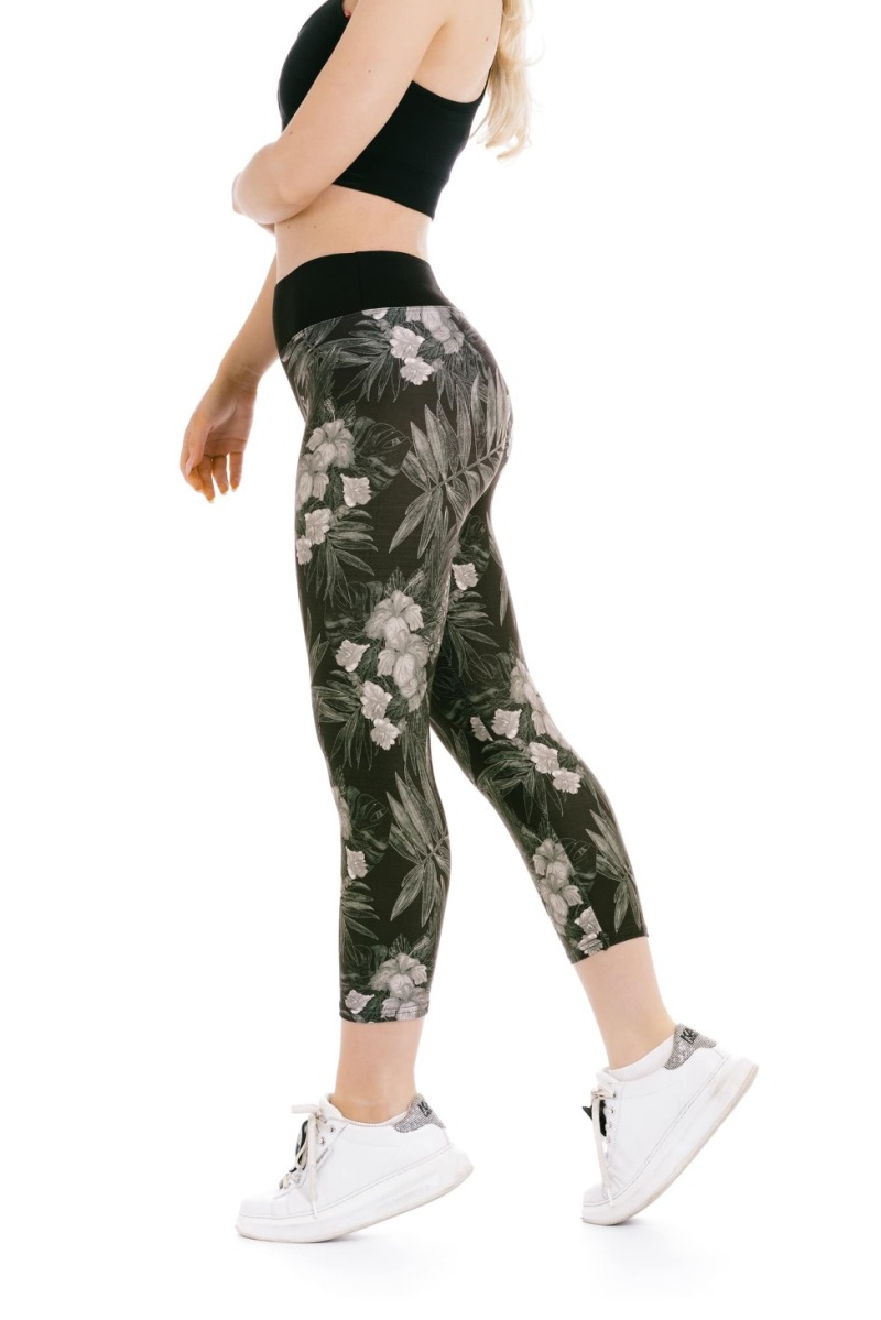 Capri pajkice Dark Flora z vzorcem rož