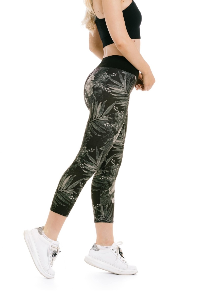 Capri pajkice Dark Flora z vzorcem rož