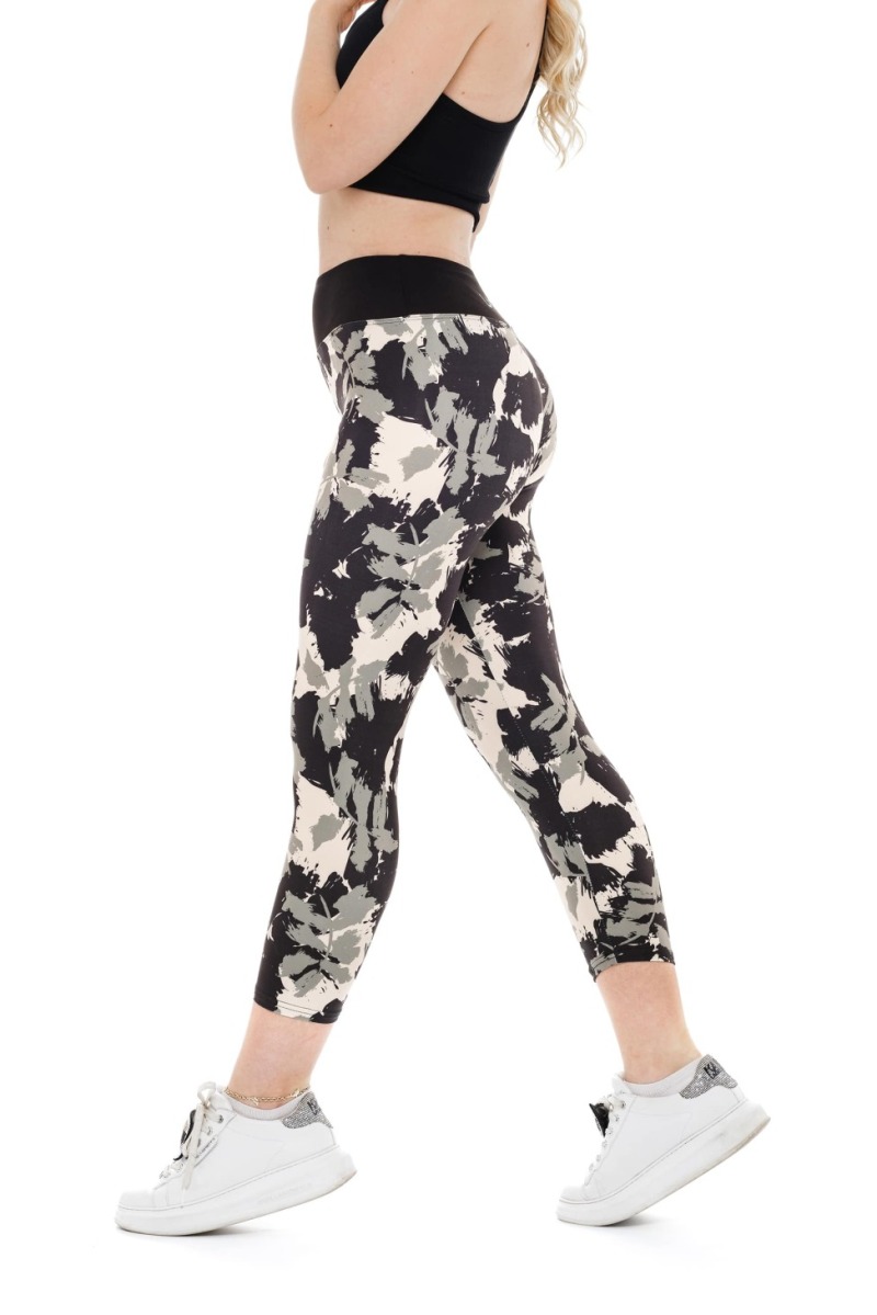 Capri pajkice Dark Amazona z vojaškim vzorcem v bež in sivih odtenkih