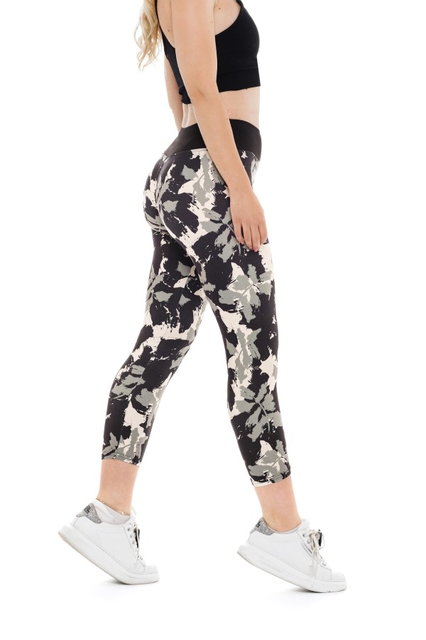 Capri pajkice Dark Amazona z vojaškim vzorcem v bež in sivih odtenkih