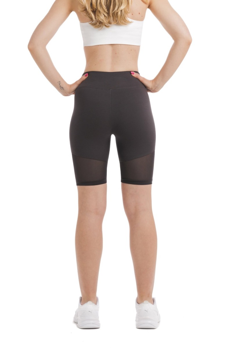 Enobarvne sive kratke pajkice Esbelta z mrežastim všitkom na dnu hlačnic