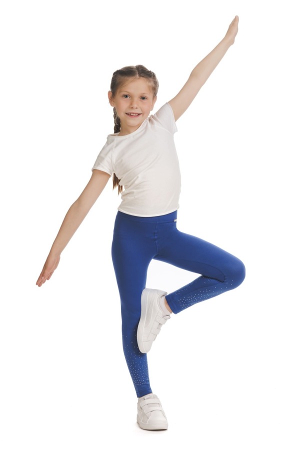 Modre kids dolge pajkice Marinia s svetlečimi detajli v obliki pik na spodnjem delu hlačnic Modre kids dolge pajkice Marinia s svetlečimi detajli v obliki pik na spodnjem delu hlačnic