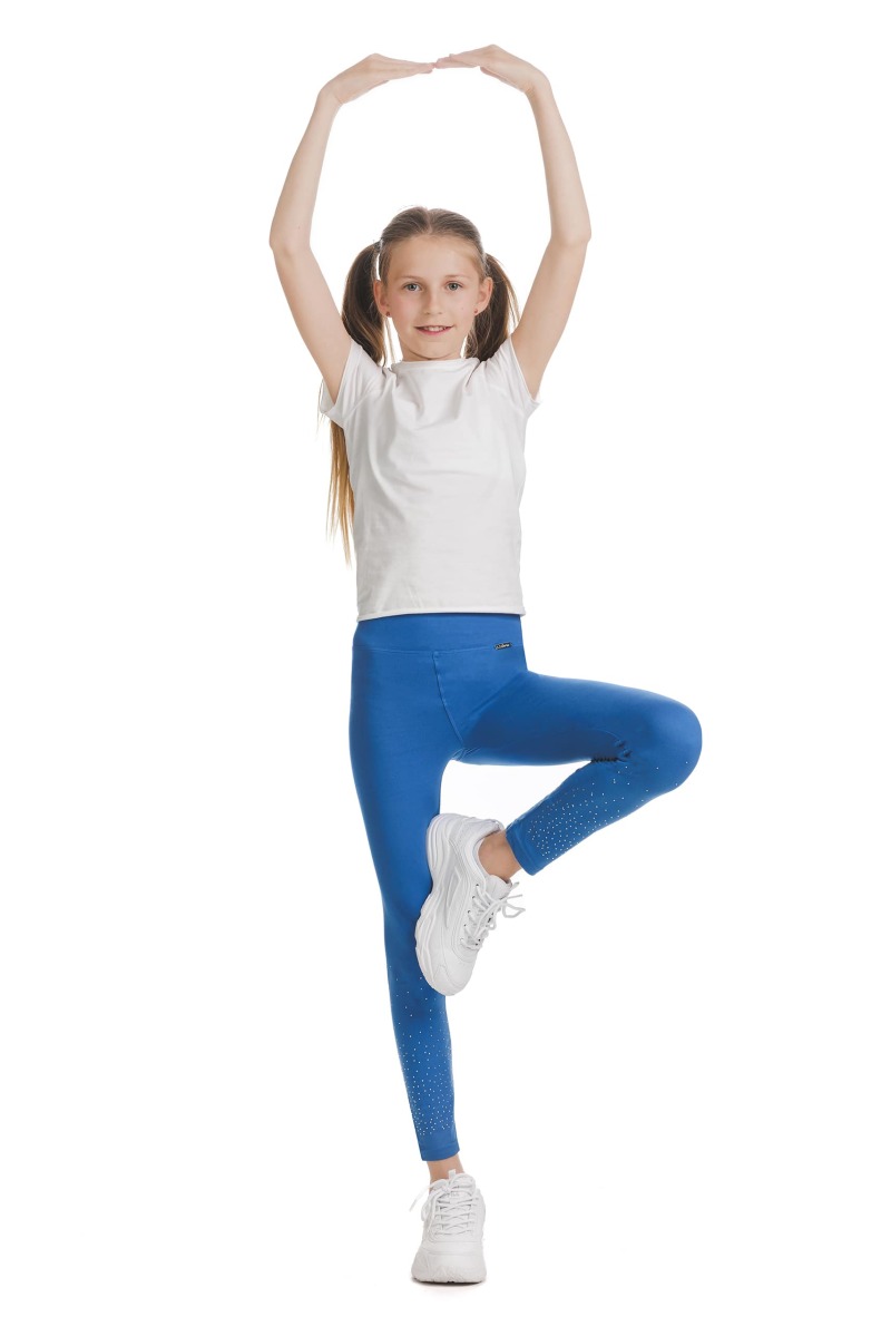 Modre dolge kids pajkice Rasira s svetlečimi detajli v obliki pik na spodnjem delu hlačnic