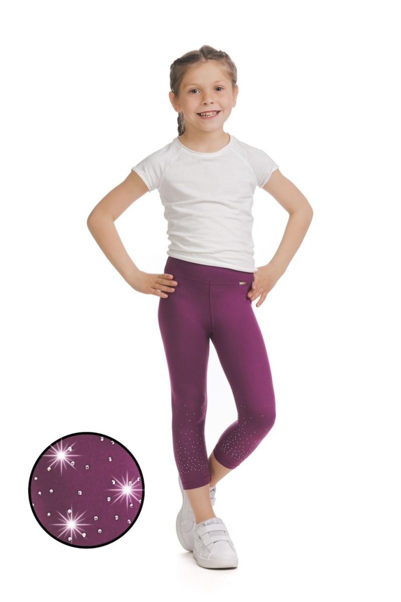 Roza capri kids pajkice Unara s svetlečimi detajli v obliki pik na spodnjem delu hlačnic