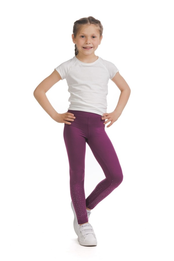 Roza dolge kids pajkice Unara s svetlečimi detajli v obliki pik na spodnjem delu hlačnic Roza dolge kids pajkice Unara s svetlečimi detajli v obliki pik na spodnjem delu hlačnic