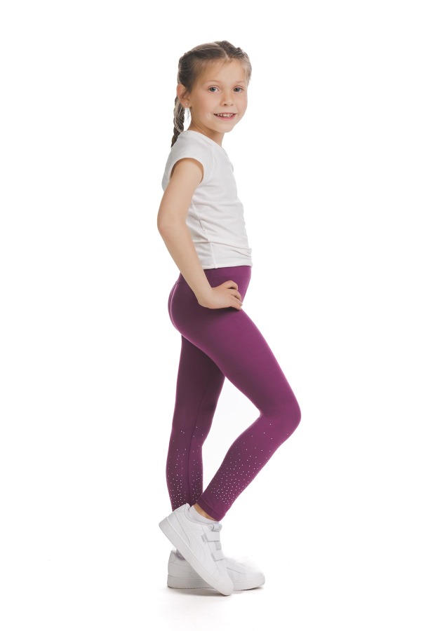 Roza dolge kids pajkice Unara s svetlečimi detajli v obliki pik na spodnjem delu hlačnic Roza dolge kids pajkice Unara s svetlečimi detajli v obliki pik na spodnjem delu hlačnic