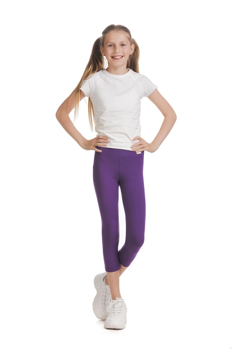 Enobarvne vijolične capri kids pajkice Calida