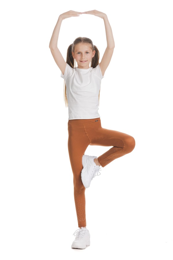 Rjave dolge kids pajkice Flama s svetlečimi detajli v obliki pik na spodnjem delu hlačnic Rjave dolge kids pajkice Flama s svetlečimi detajli v obliki pik na spodnjem delu hlačnic